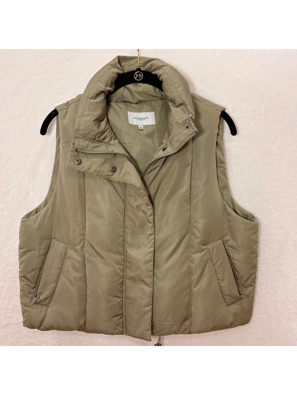 Recreation by Thread & Supply Women’s L Olive Green Puffer Vest Quilted Full Zip